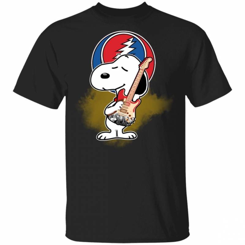 Snoopy Hugging Bass Guitar Grateful Dead T-Shirt Rock Tee MT05