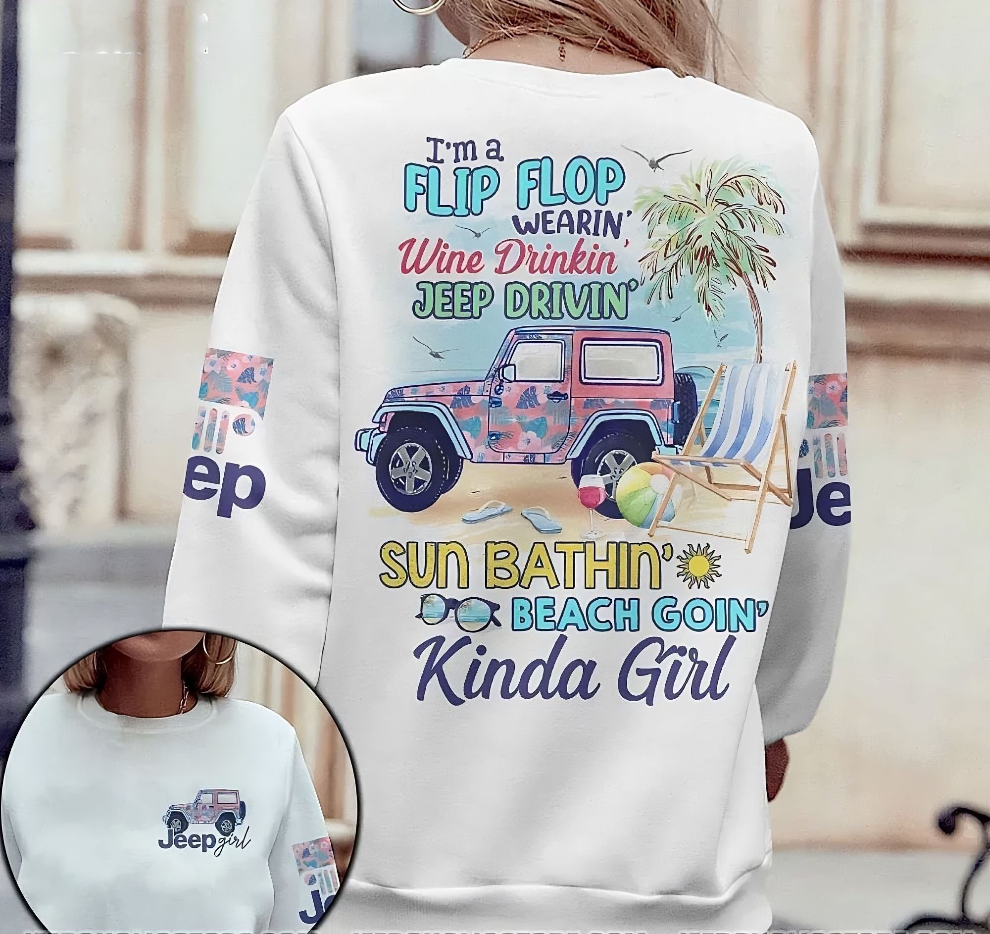 Beach Goin’ Kinda Girl Jeep All Over Print Sweatshirt