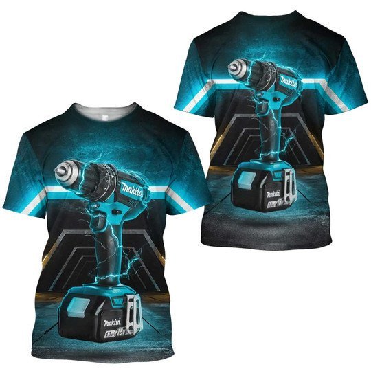 Makita Art Light Thunder Heavy Drill Machine Clothes 3D Printing T-Shirt