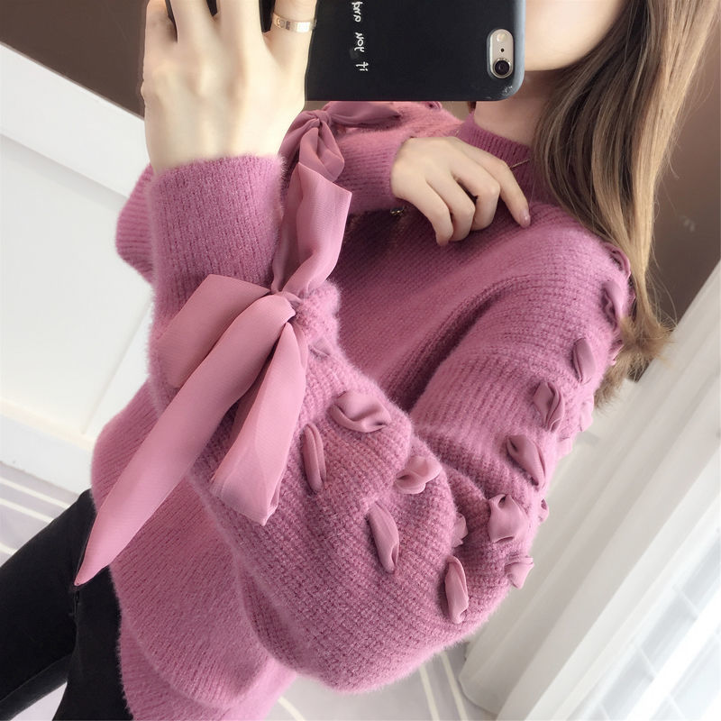 Woman Sweaters Pullover Dehaired Angora Turtleneck Sweater Women’s Pullover Autumn And Winter Loose Sweater Top Femme Chandails alx