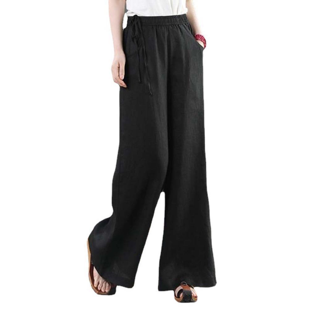 Y2k Women Clothing Fashion Clothes Cotton Linen Casual Autumn Streetwear Spring Vintage Elegant Ethnic Style Wide Leg Pants New alx