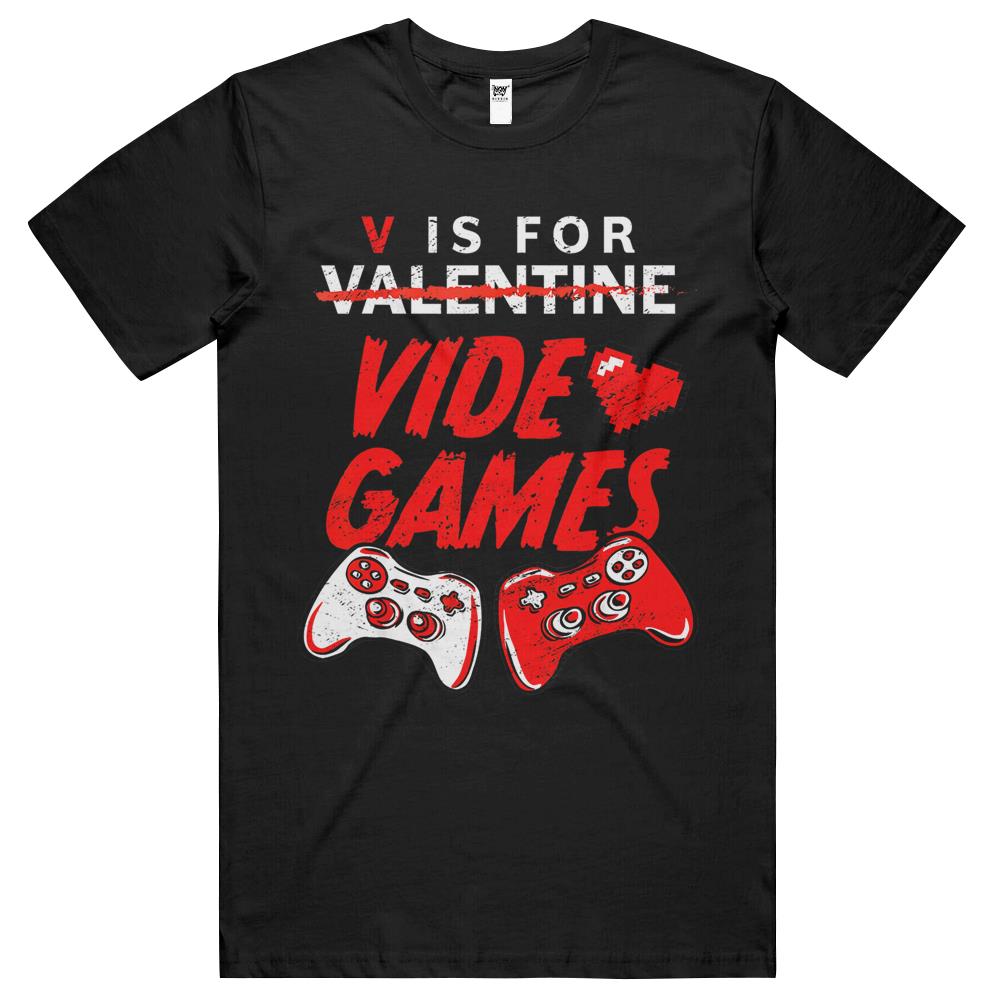 V Is For Video Games Funny Gamer Boy Men Valentines Day 2022 T Shirts