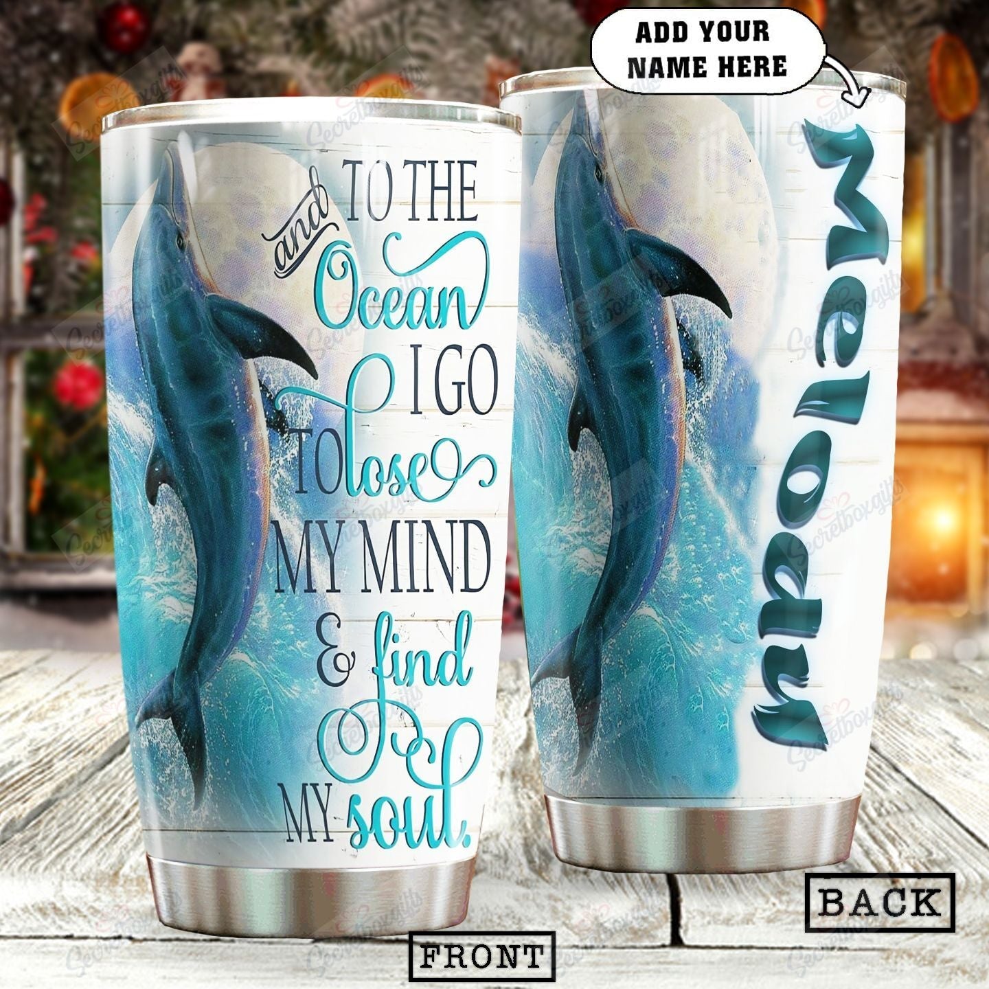 Dolphin Personalized Mmc211061 Stainless Steel Tumbler Travel Customize Name, Text, Number, Image