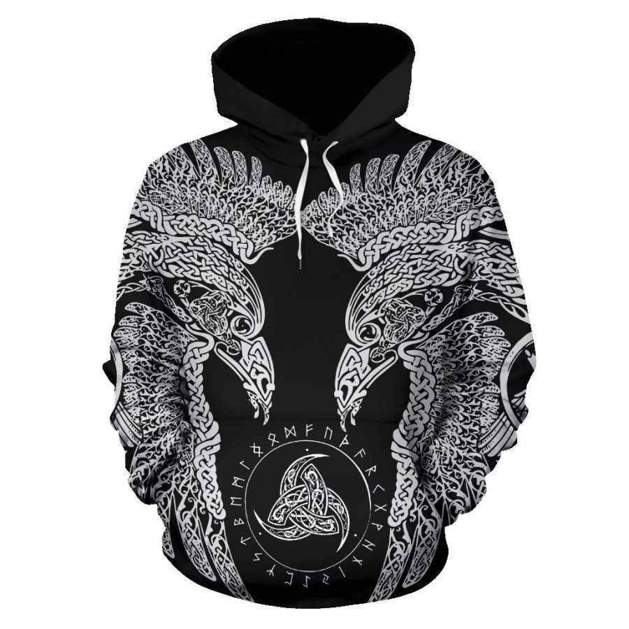 Viking Munin Raven All-Over Print Hoodie