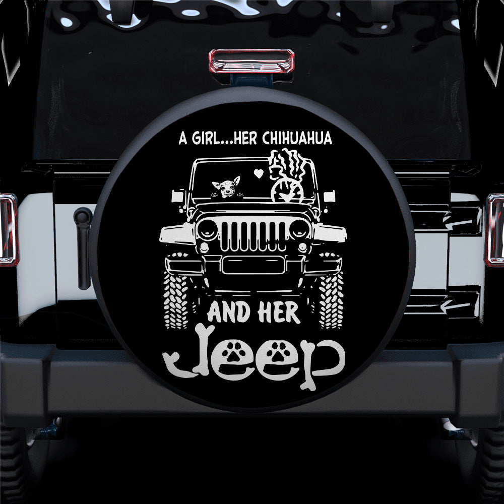 A Girl And Her Chihuahua Jeep Car Spare Tire Covers Gift For Campers