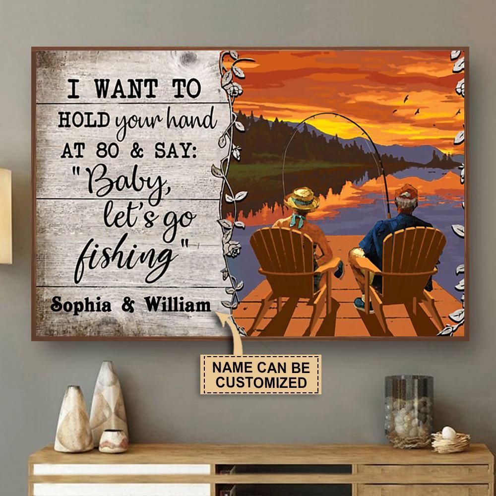 Aeticon Gifts Personalized Fishing Sunset I Want To Hold Your Hand Canvas Mom Dad Gift Home Decor