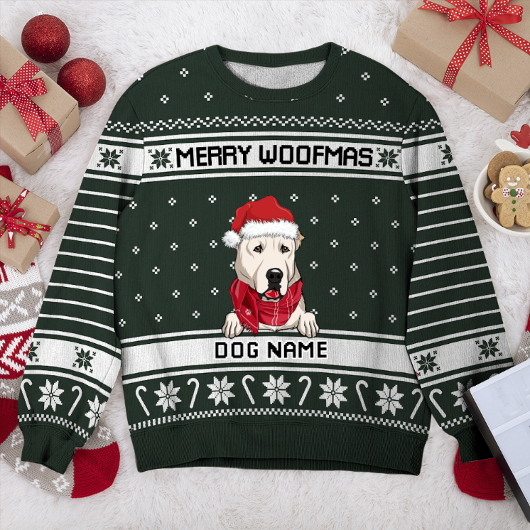 Central Asian Shepherd Merry Woofmas Personalized Sweater, Dog Ugly Christmas Sweater