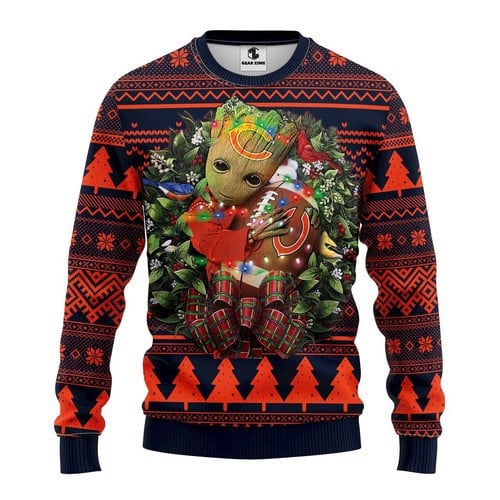 Nfl Chicago Bears Groot Hug Christmas Ugly Sweater
