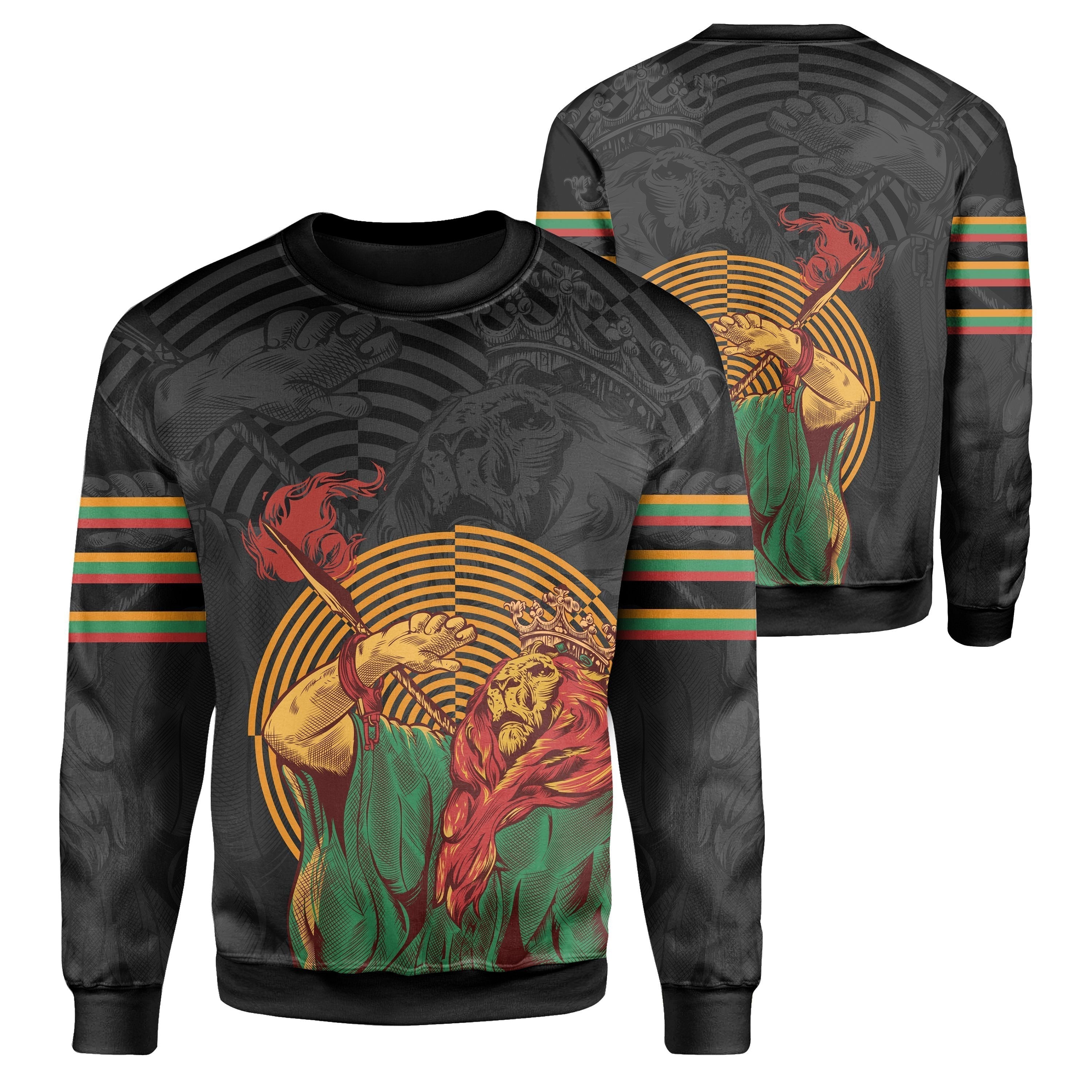 African Sweatshirt – Lion Of Judah Ethiopia Crewneck Sweatshirt – Shadow Style