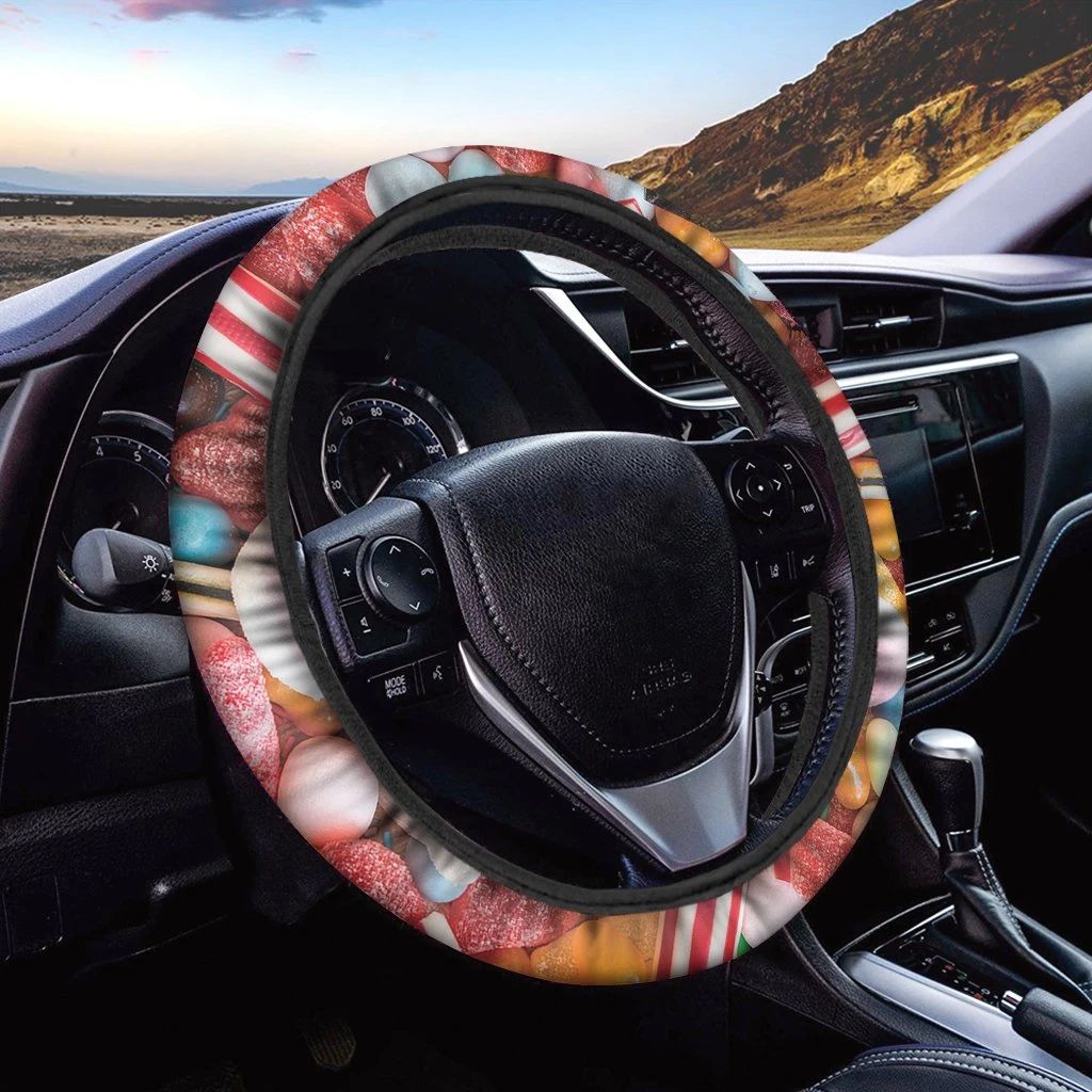 3D Colorful Candy And Jelly Pattern Car Steering Wheel Cover