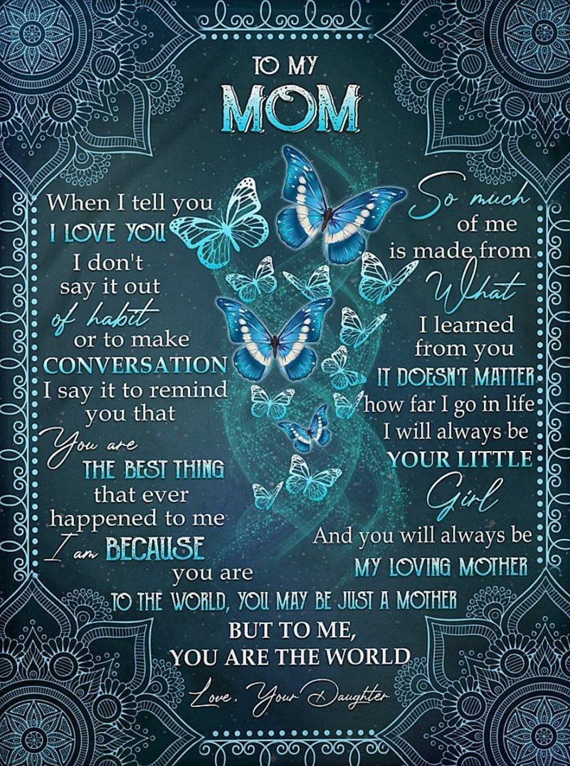 To My Loving Mom Butterflies – Gift For Mom For Mother’S Day, Unique Gifts Home Decor Gift For Family – Sherpa Blanket Fleece Blanket Premium Wall Art