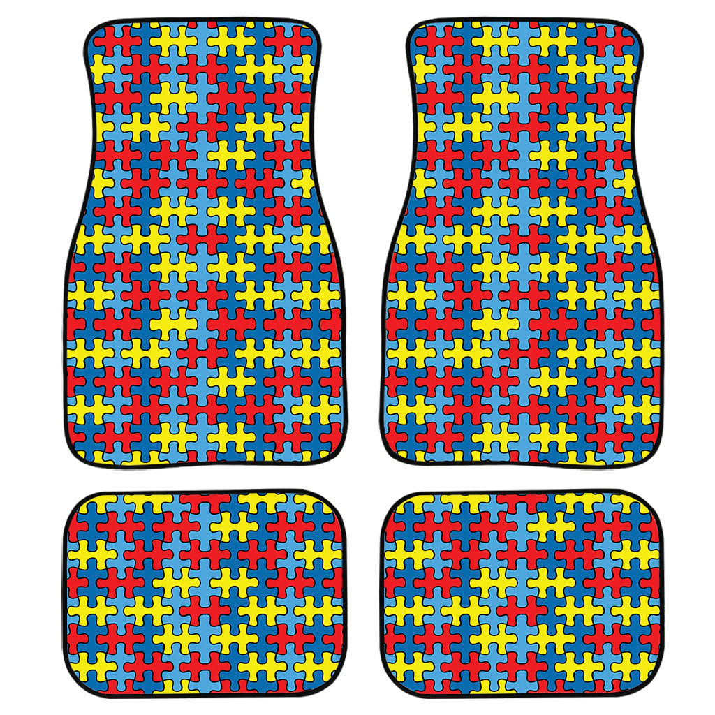 Autism Awareness Puzzle Print Front And Back Car Floor Mats, Front Car Mat