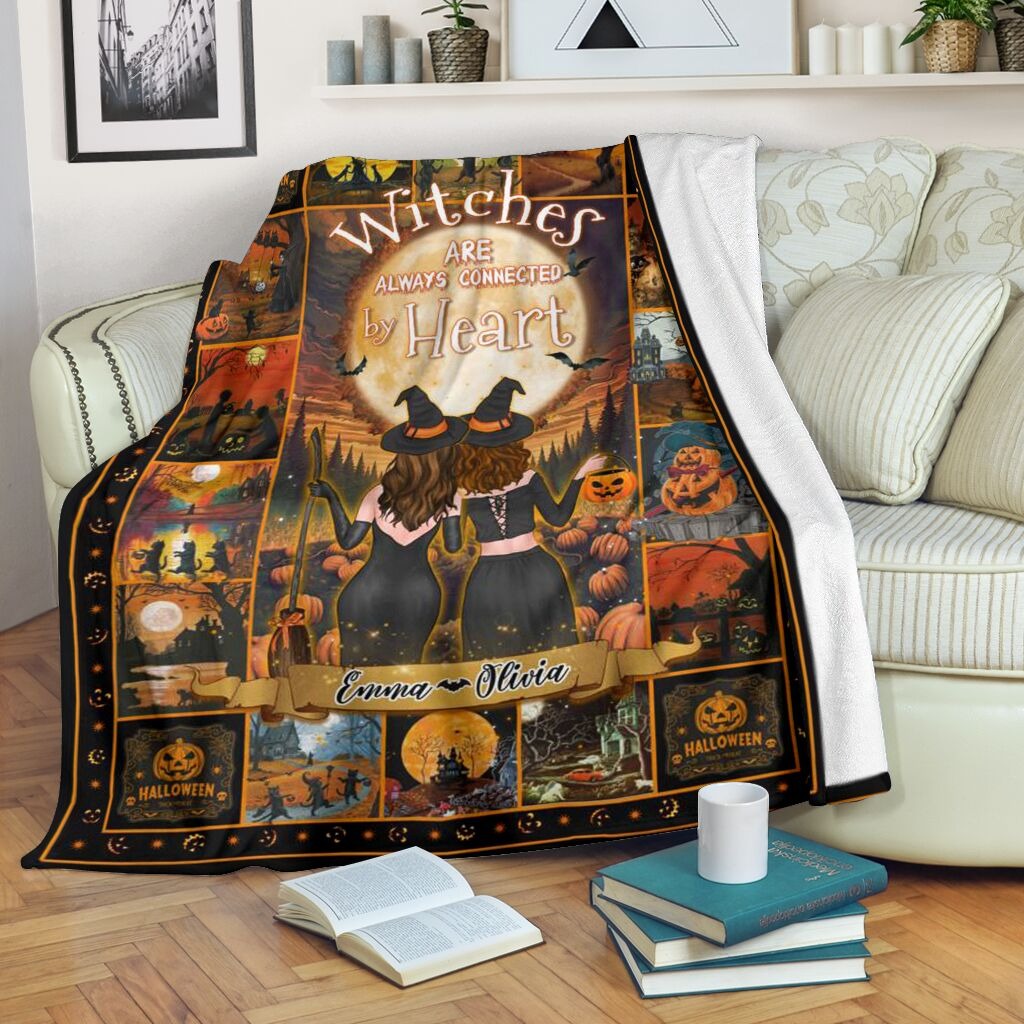 Halloween – Witches Are Always Connected By Heart Personalized Blanket