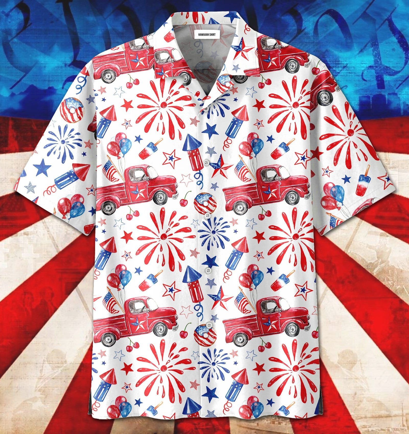 Happy Of July Day Fireworks Unisex Hawaii Aloha Shirts Ha39525