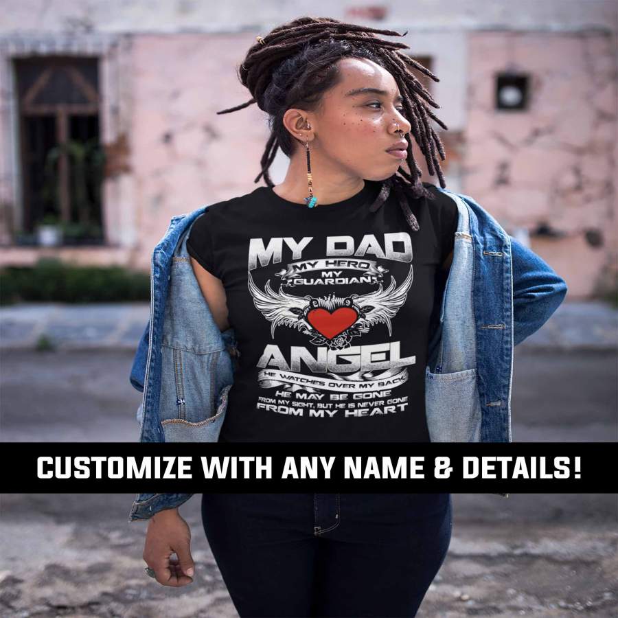 Wearzone Style Women'S Personalized Guardian Angel T Shirt In Memory Shirts Custom Shirts In Heart Shirt Custom Remember Shirt