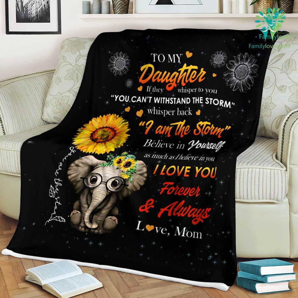 To My Elephant Daughter Love Mom Sherpa Fleece Blanket