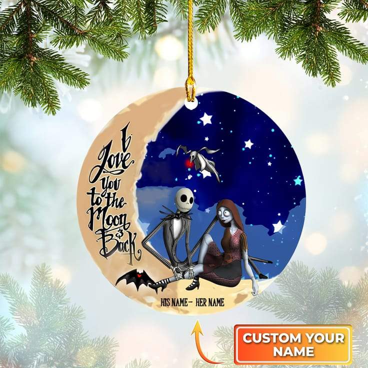 Moon Jack And Sally Christmas Ornaments Custom Shaped Ornament