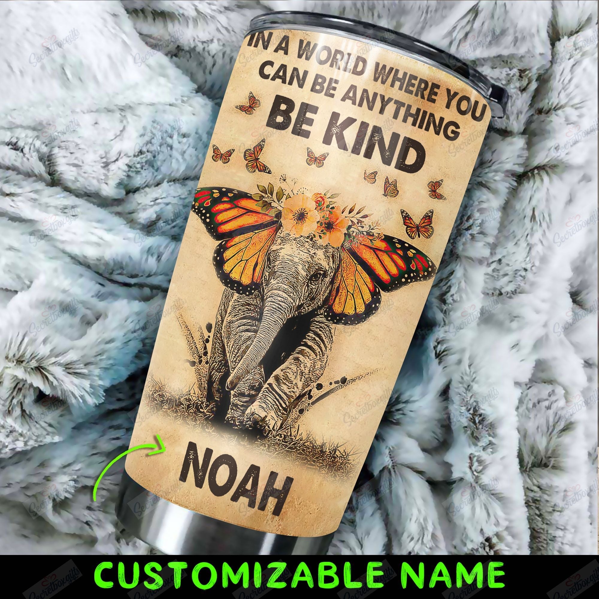 Personalized Elephant In A World Where You Can Be Anything Ni1601003Xj Stainless Steel Tumbler Travel Customize Name, Text, Number, Image