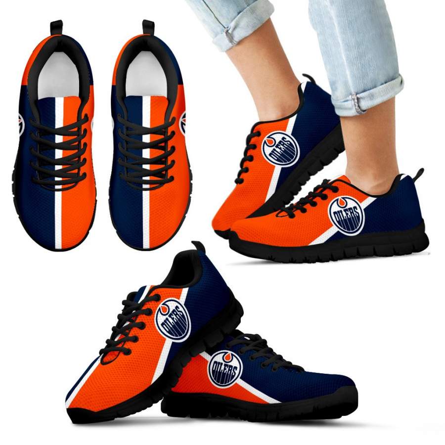 Dynamic Aparted Colours Beautiful Logo Edmonton Oilers Sneakers