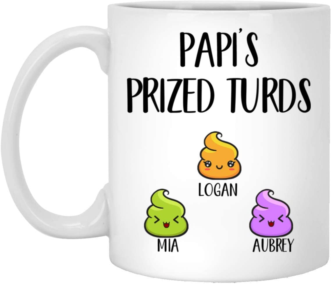 Personalized Papi’S Favorite Turd Mug Funny Father’S Day Customized Mug Grandpa Funny Poop Gift Turd Gift For Papi’S Birthday Favorite Grandkid Mug – Gift For Funny Dad – 11Oz Coffee Mug 11Oz