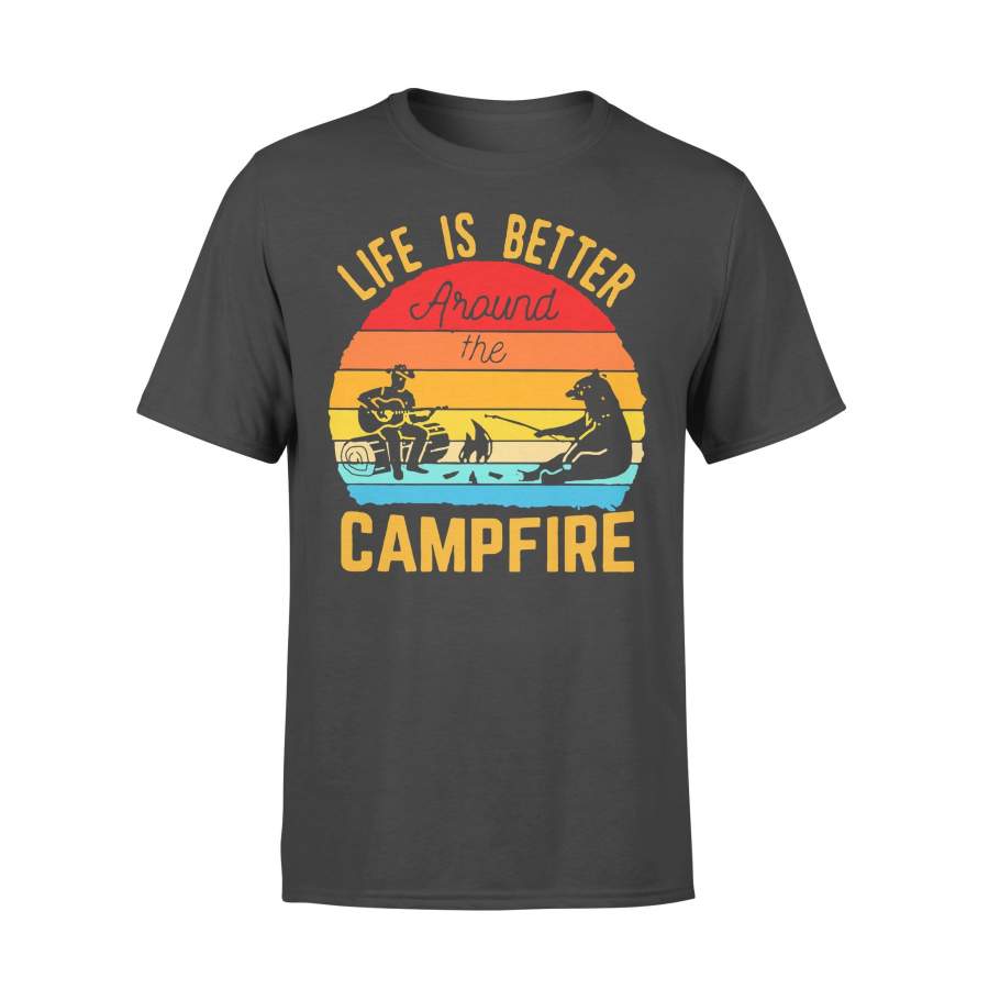Life Is Better Around The Campfire Bear Guitar Vintage  T-shirt