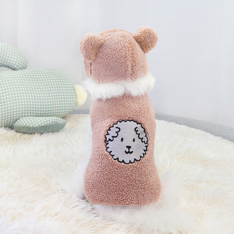 Cute Cartoon Print Pet Coat Wind Proof Cat Fuzzy Jacket Costume Embroidered Pet Hooded Sweater for Teddy and Bomei alx