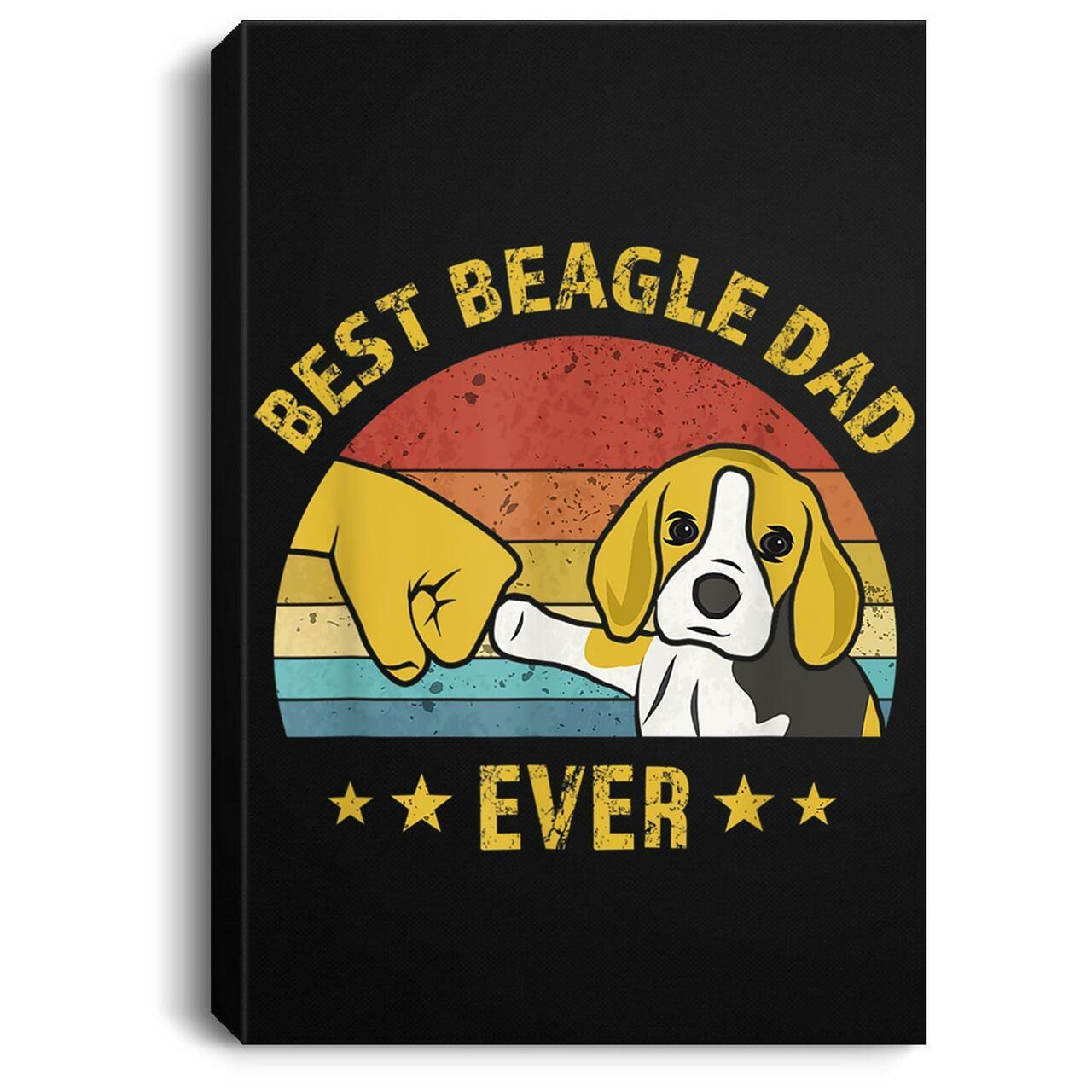 Mens Cute Best Beagle Dad Ever Retro Vintage Gift Puppy Lover Portrait Canvas