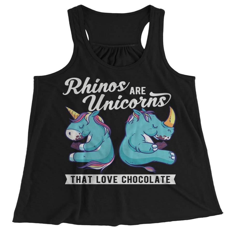 Women’s Funny Unicorn Tank Rhino TShirt Rhinos Love Chocolate Fun Cute Top Graphic Tee Unicorn Shirts Tanks Racerback