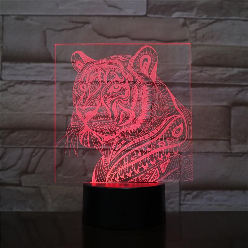 Tribal Beauty Of Tiger Pattern 3D Illusion Night Light Led Light