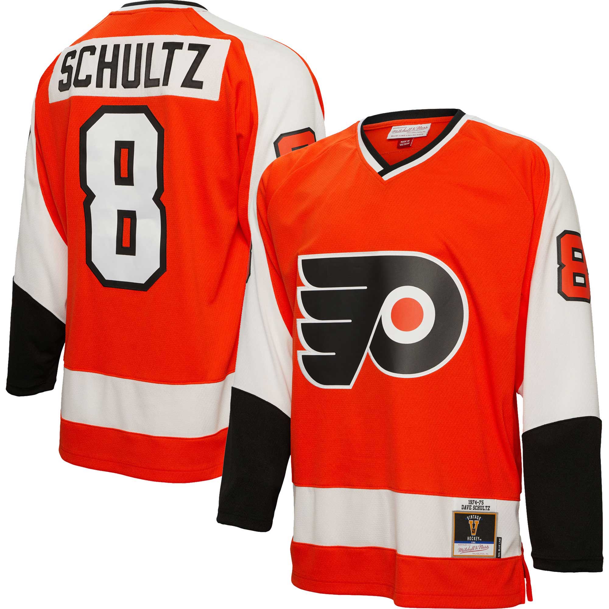 Dave Schultz Philadelphia Flyers Mitchell & Ness 1974/75 Blue Line Player Jersey – Orange