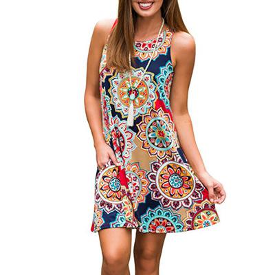 Summer Dress Casual Sleeveless O-Neck Pocket Floral Print A-line Dress Women Sundress Plus Size 3XL Female Loose Dress Vestidos alx