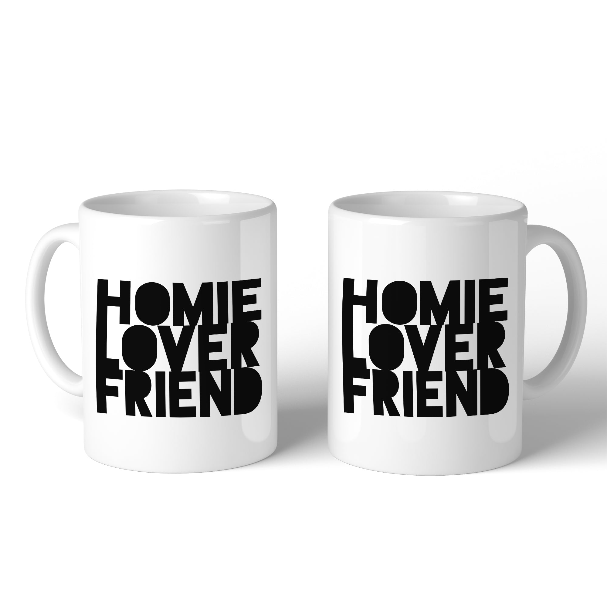 Homie Lover Friend Matching Couple White Mugs