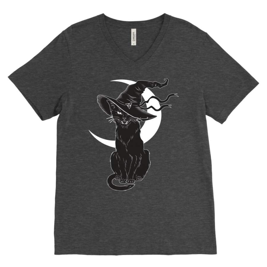 Vintage Scary Halloween Black Cat Witch Hat & Moon Shirts EmprintsTOP