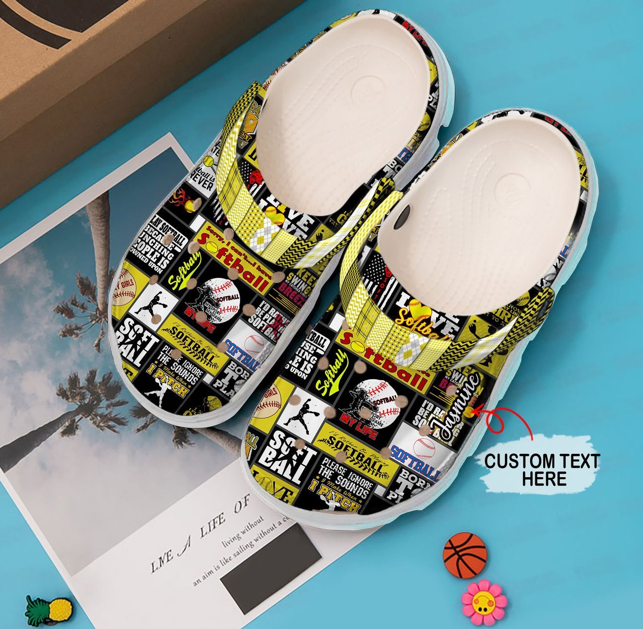 Softball Personalized Clog, Custom Name, Text, Color, Number Fashion Style For Women, Men, Kid, Print 3D Softball Girl