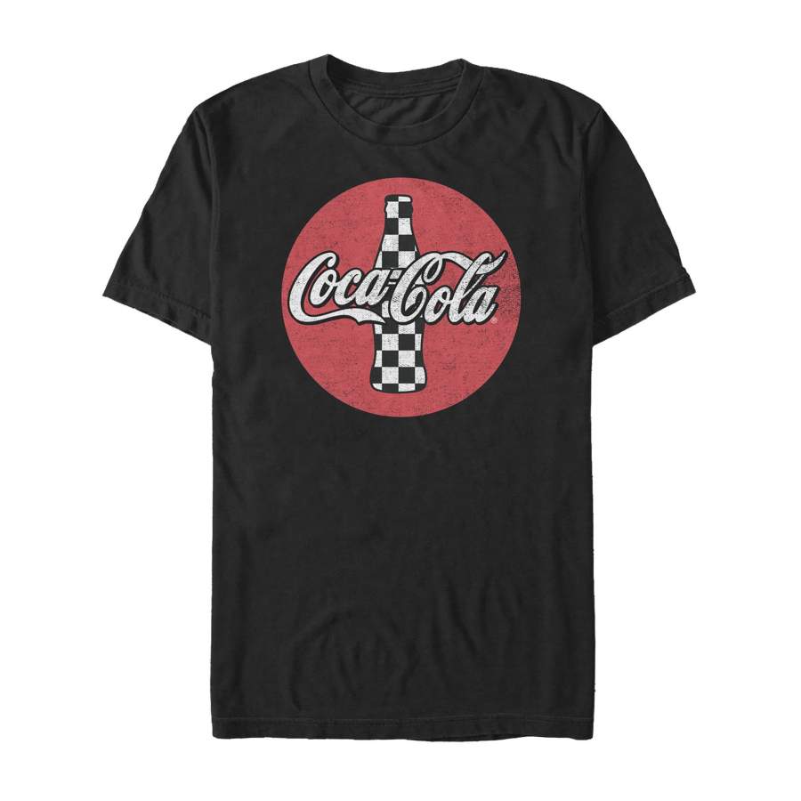 Coca Cola Men’s Checkered Soda Bottle  T Shirt