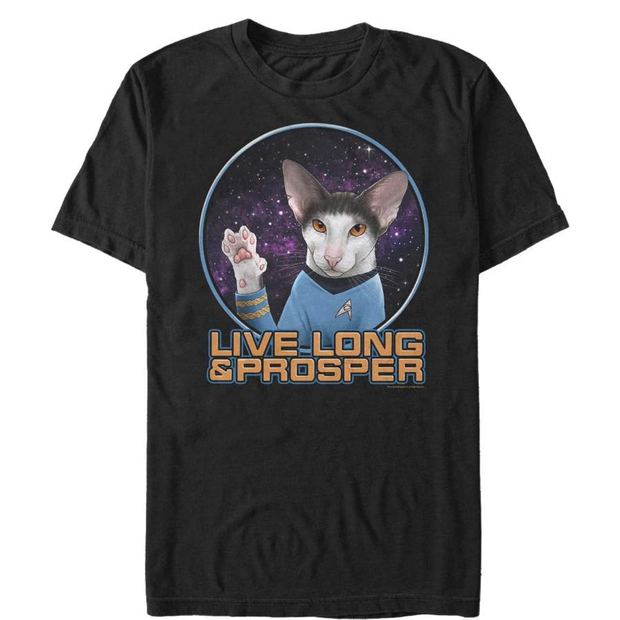 Star Trek Men’s Live Prosper Cat  T Shirt