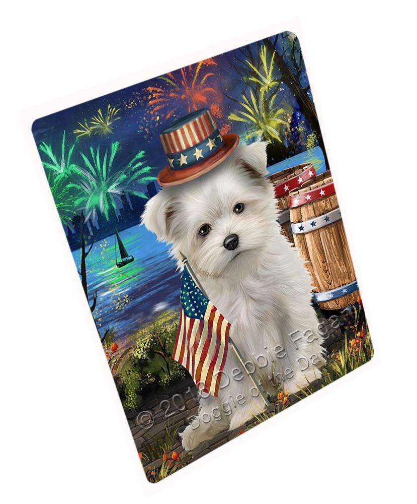 4Th Of July Independence Day Fireworks Maltese Dog At The Lake Blanket Blnkt76746