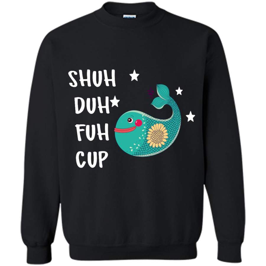 Shuh Duh Fuh Cup, Floral Shark – Gildan Crewneck Sweatshirt