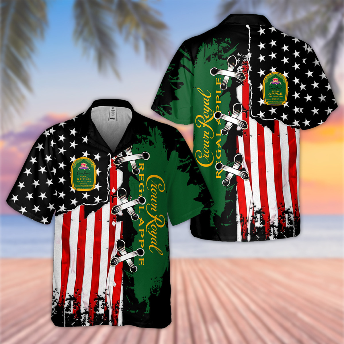 Cr Apple Us Flag Hawaii Shirt Ha111065