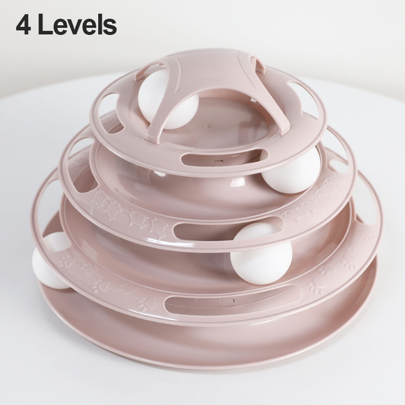 3/4 Levels Pet Cat Toy Training Amusement Plate Kitten Tower Tracks Disc Cat Intelligence Triple Disc Tumbler Ball Interactive alx