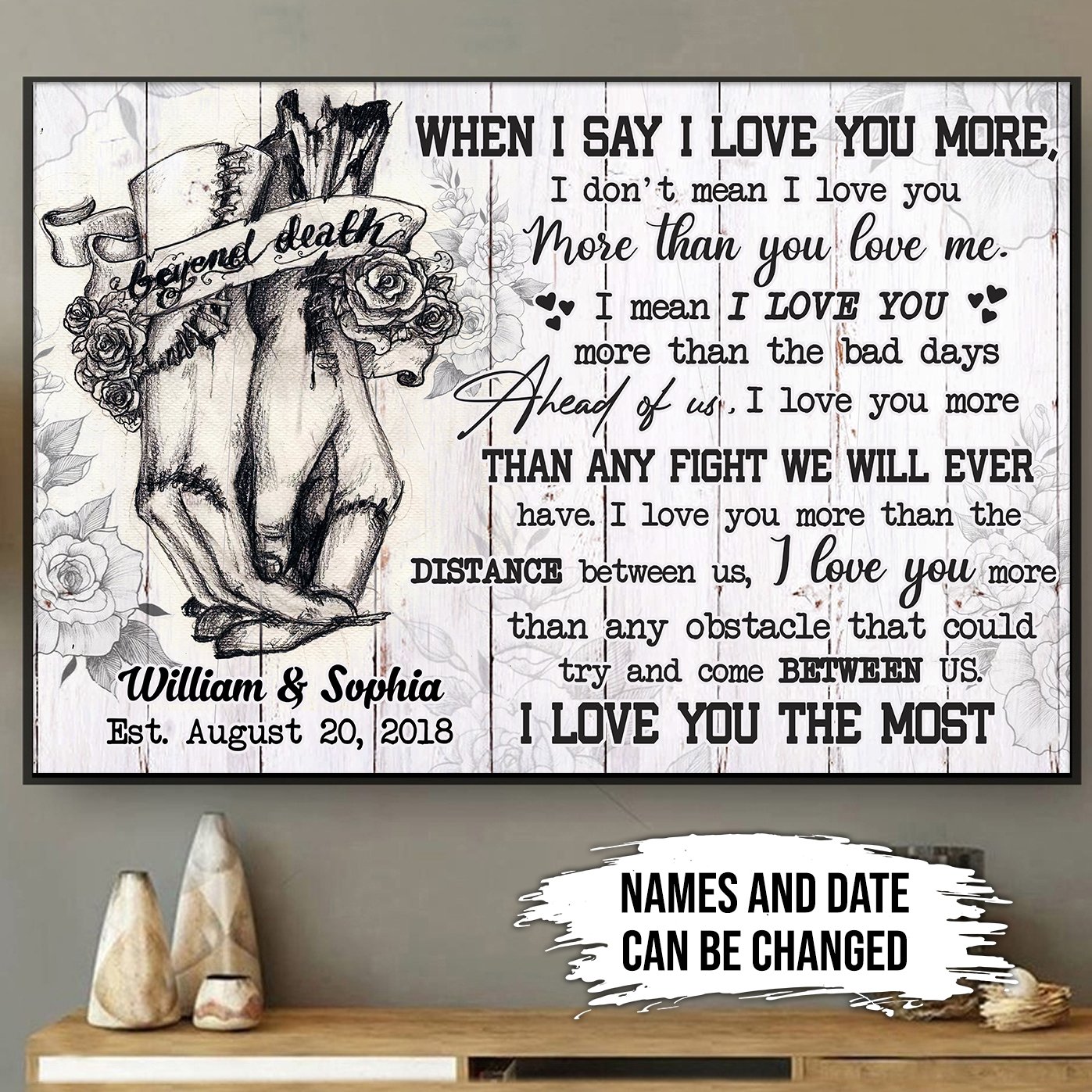 Beyond Death I Love You More Couple Personalized Poster, Indoor Halloween Decoration, Gift For Couple