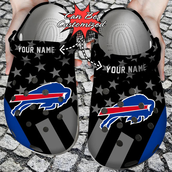 Football Crocss – Personalized Buffalo Bills Star Flag Clog Shoes