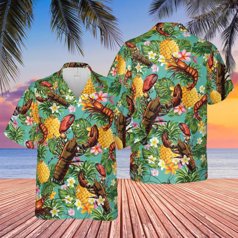 Lobster Tropical Hawaii Graphic Print Short Sleeve Hawaii Shirt Ha48454