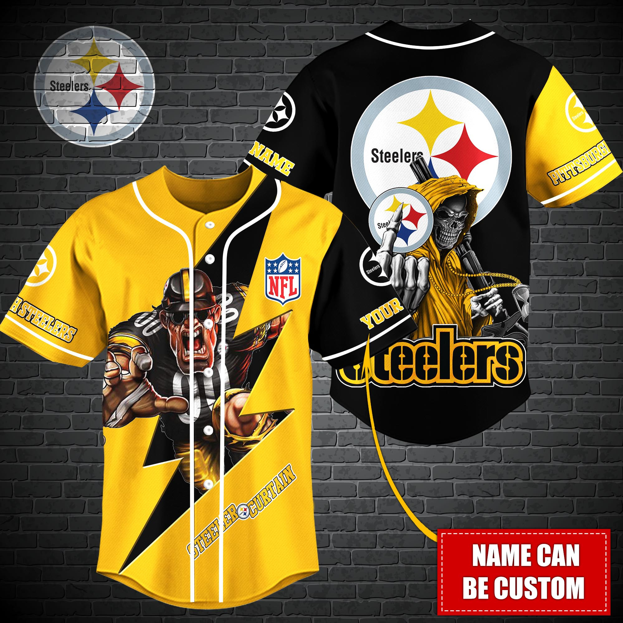 Pittsburgh Steelers Nfl-Baseball Shirt Custom T-44663