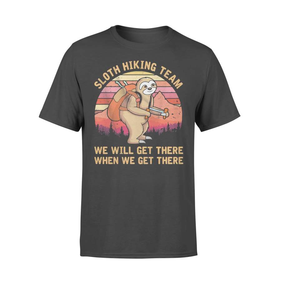 Sloth Mountain Hiking Team We Will Get There When We Get There Vintage Retro T-shirt