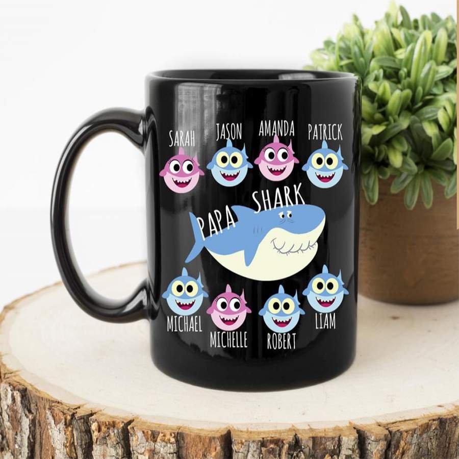 Papa shark  with grandkids mug