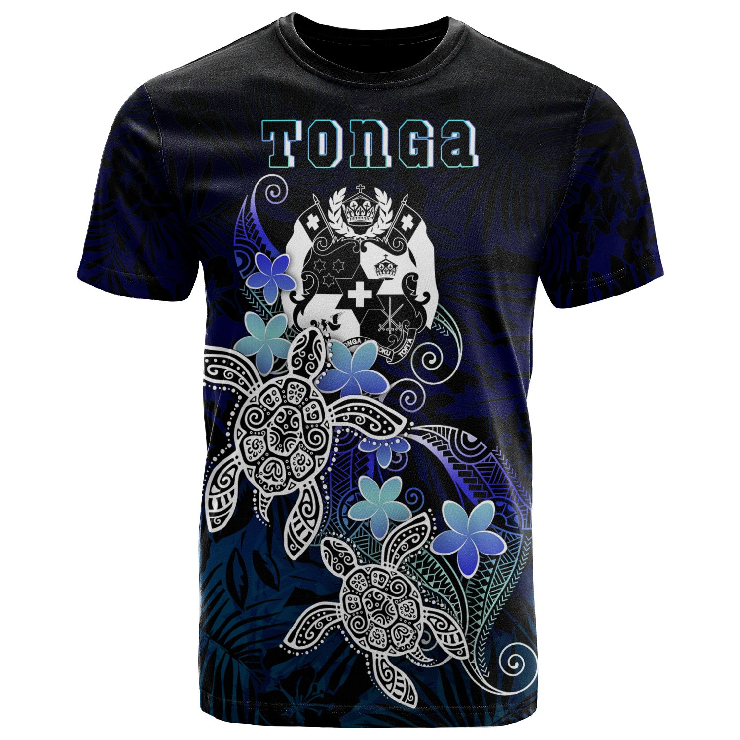 Tonga Polynesian T-Shirt – Blue Turtle Couple – BN22