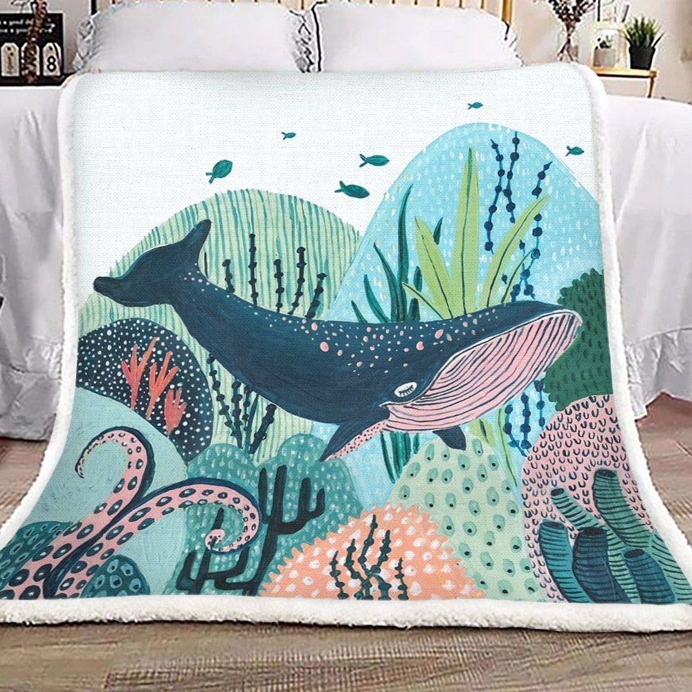 Blue Whale Fleece Blanket All Over Prints