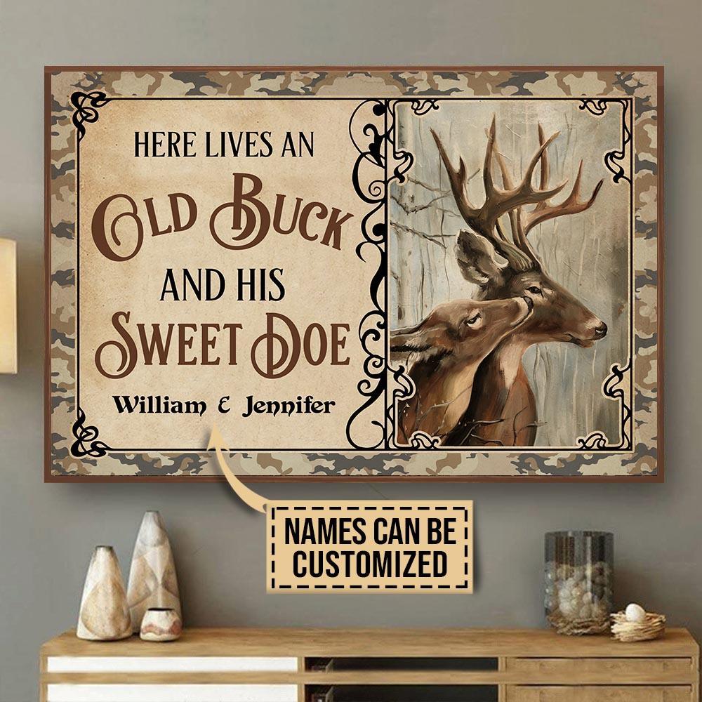 Aeticon Gifts Personalized Deer Old Buck Sweet Doe Canvas Mom Dad Gift Home Decor