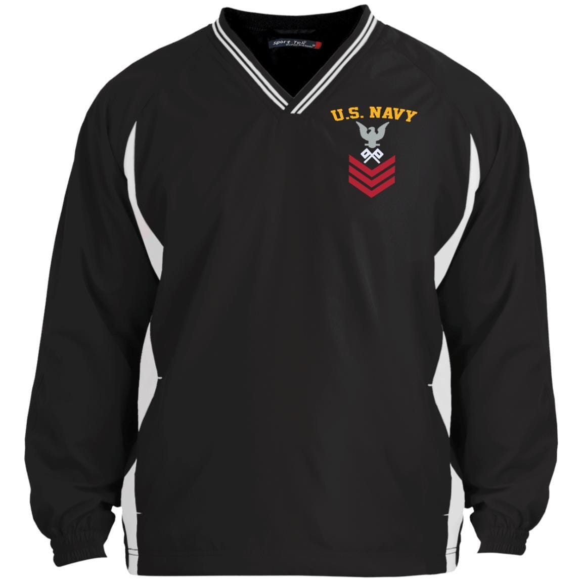 US Navy Signalman SM E-6 Rating Badges Embroidered Sport-Tek Tipped V-Neck Windshirt